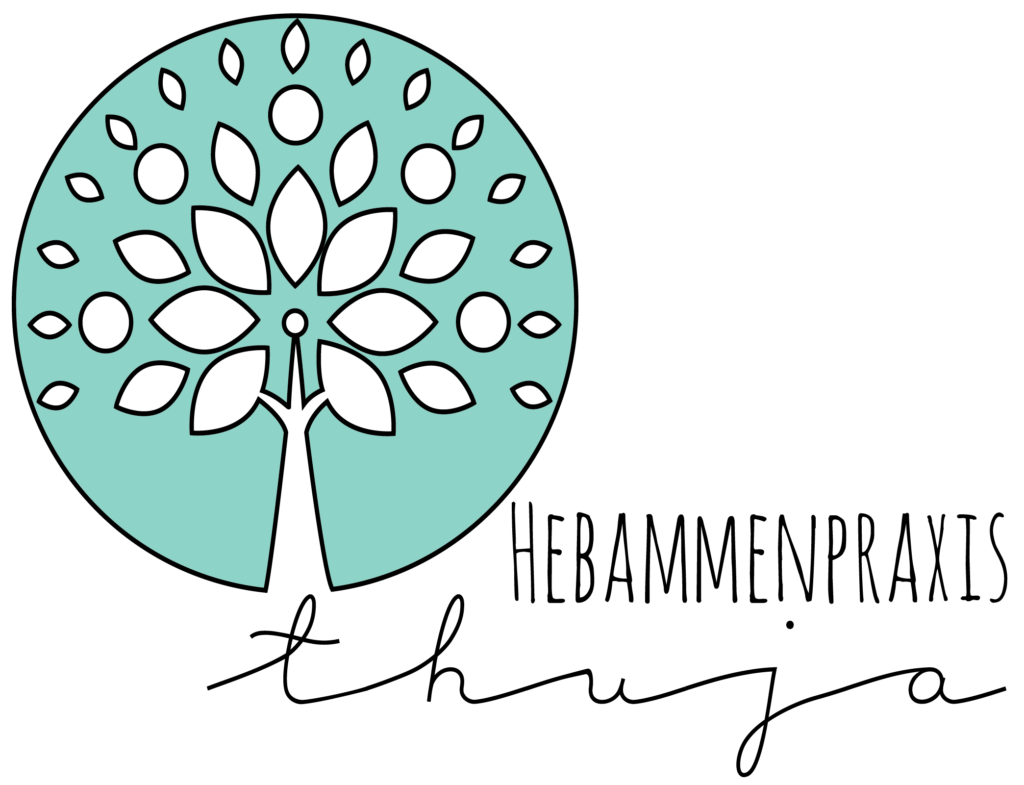 Logo der Hebammenpraxis Thuja mit stilisiertem Lebensbaum.
