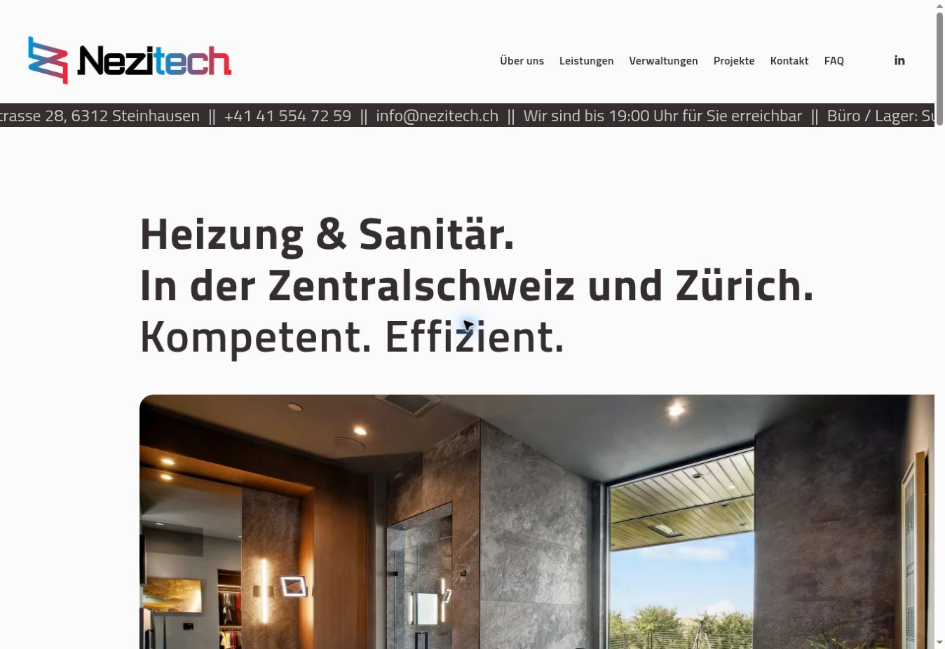 Nezitech-Website auf einem Laptop